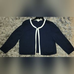 3/4 sleeve navy w/ white trim sweater